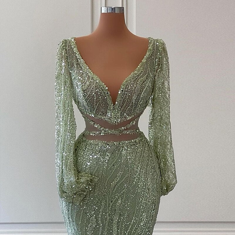 Mint Green Mermaid Evening Dresses for Women Gown