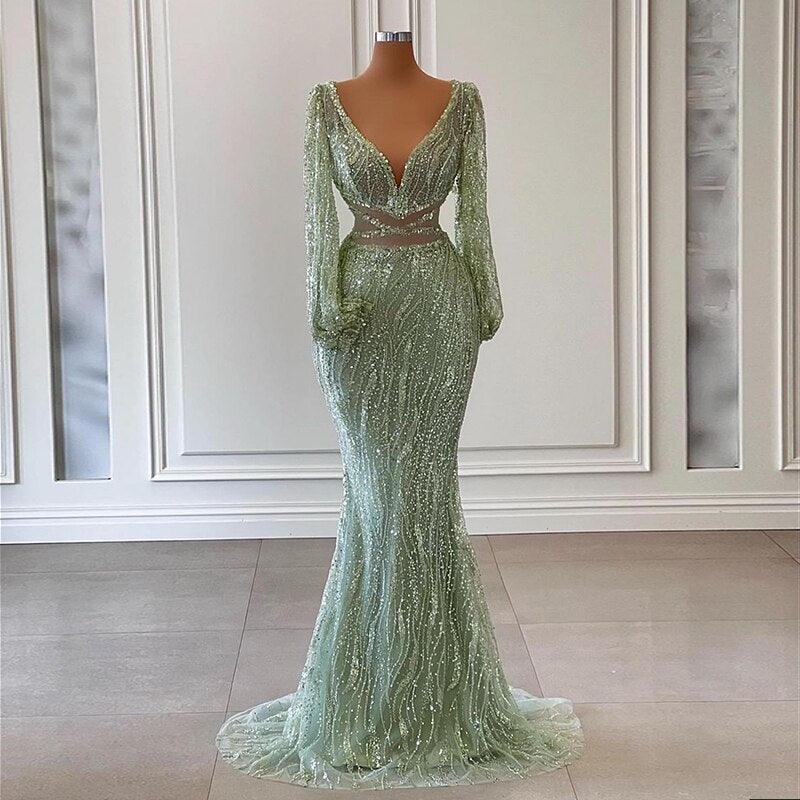 Mint Green Mermaid Evening Dresses for Women Gown