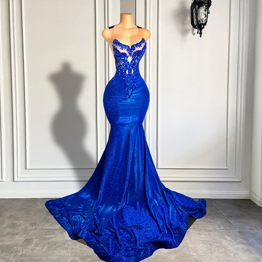 Royal Blue Long Prom Dresses Mermaid Style Girl Gowns