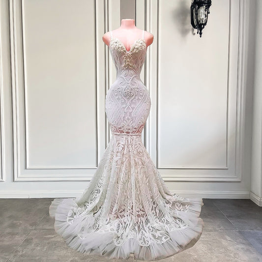 Sexy See Through Mermaid Sweetheart White Prom Dresses