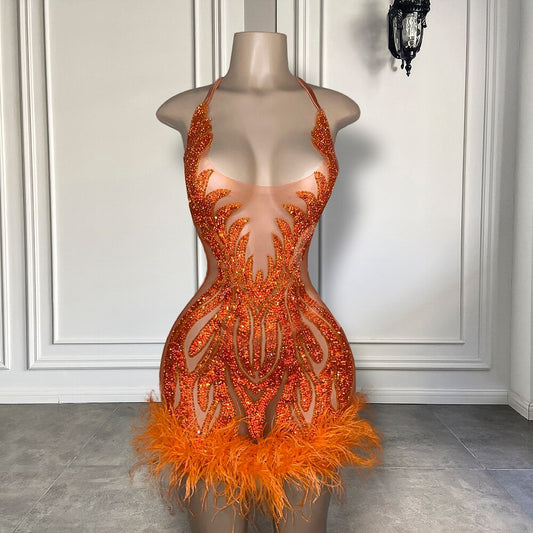 See Through Sexy Women Birthday Party Gowns Crystals