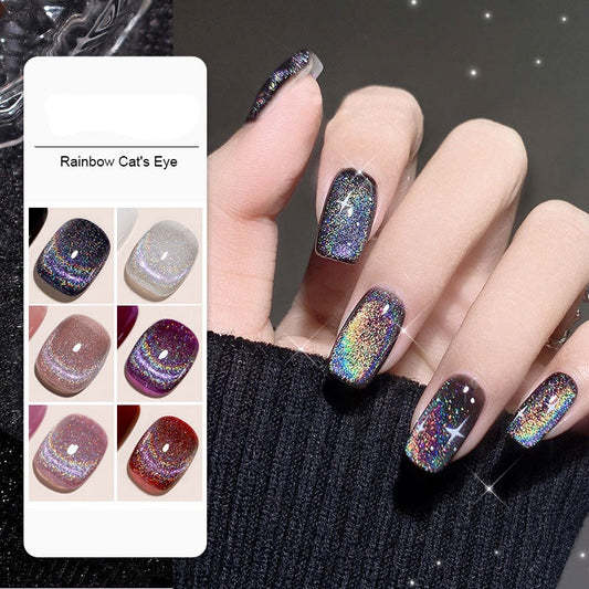 Shiny Gel Nail Polish Rainbow Cat Eye UV Magnetic Gel