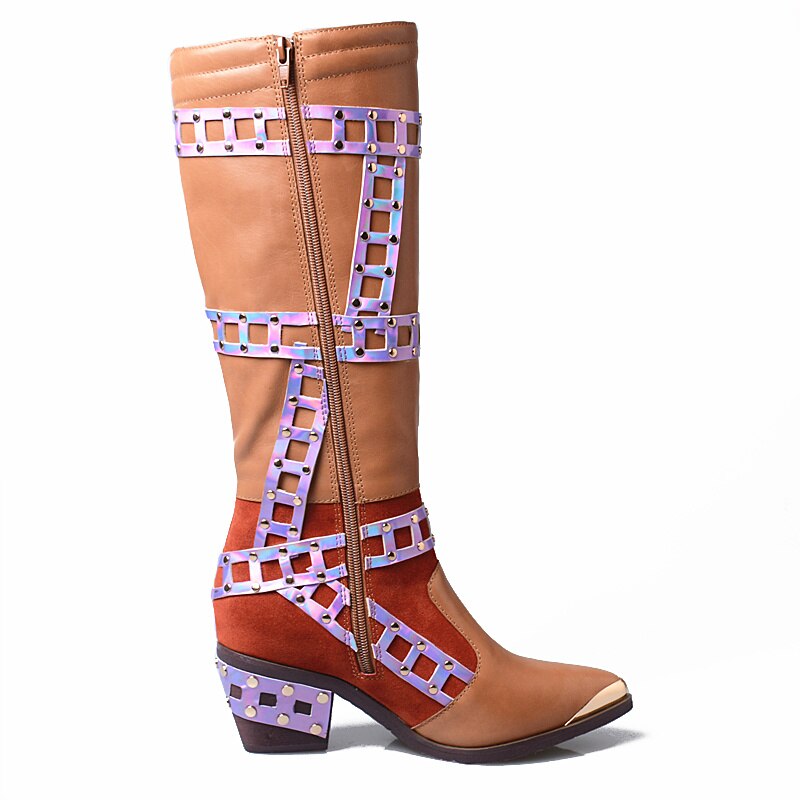 Fashion Women Knee High Boots Rivets