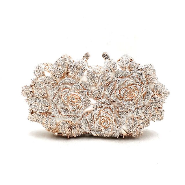 women diamonds flower crystal wallet purses