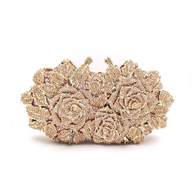 women diamonds flower crystal wallet purses