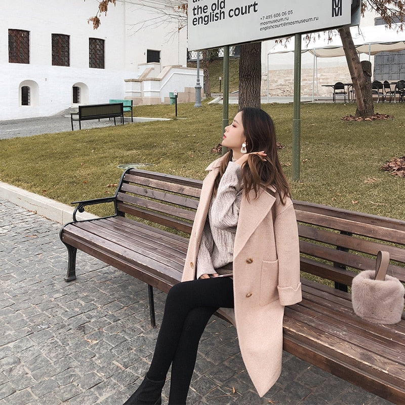 Woolen Coat Female Mid-Long Outerwear Coat