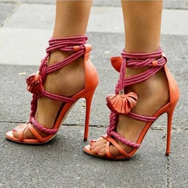 Sexy Rope Knot High Heel Sandals Women