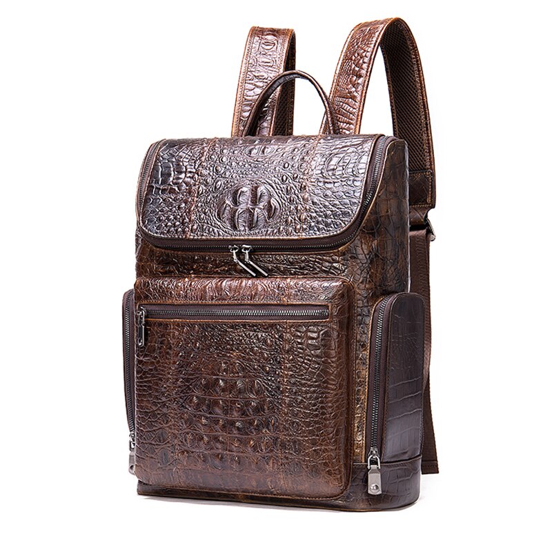 Luxury Crocodile Genuine Leather Men's Backpack