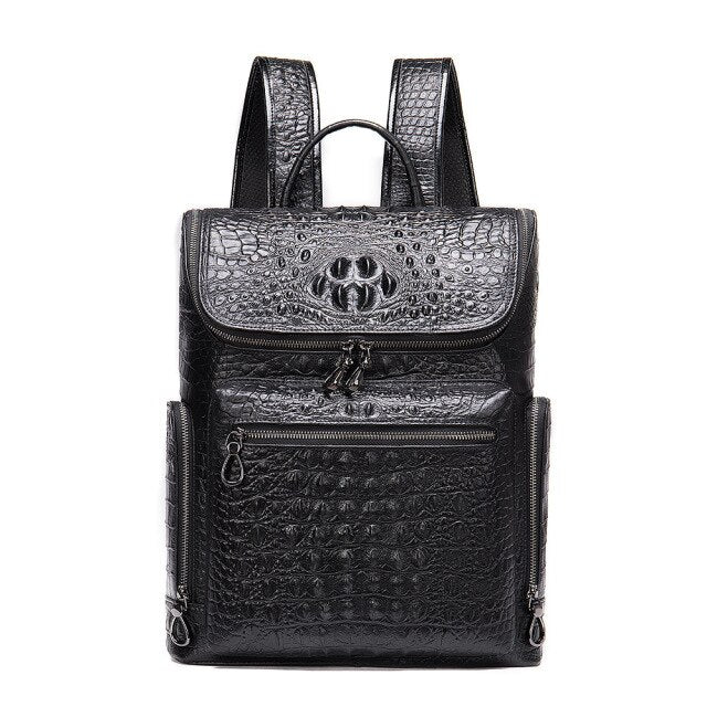 Luxury Crocodile Genuine Leather Men's Backpack