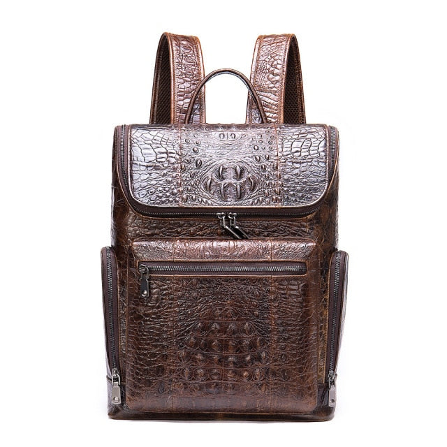 Luxury Crocodile Genuine Leather Men's Backpack