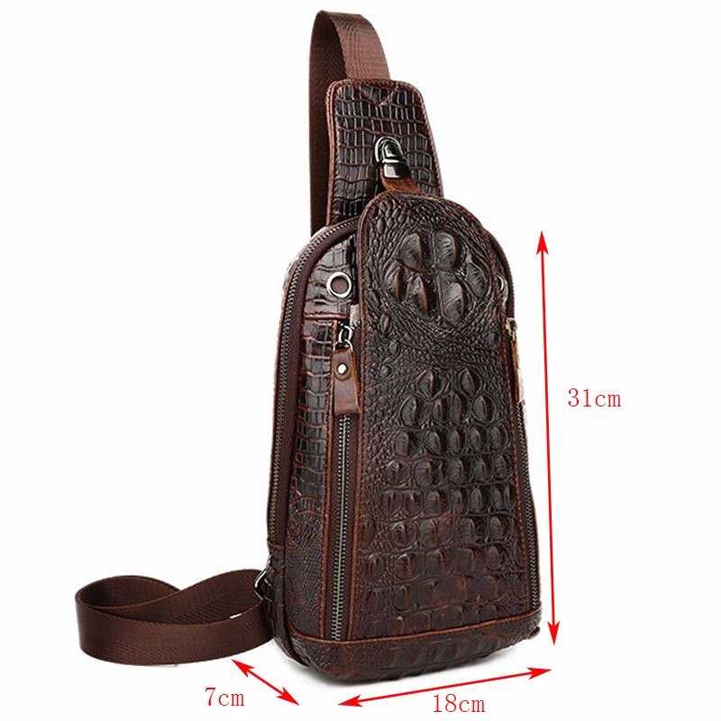 Men Genuine Leather Crocodile Cross Body Bags