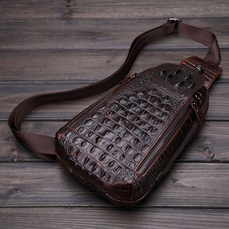 Men Genuine Leather Crocodile Cross Body Bags