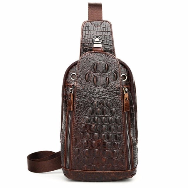 Men Genuine Leather Crocodile Cross Body Bags