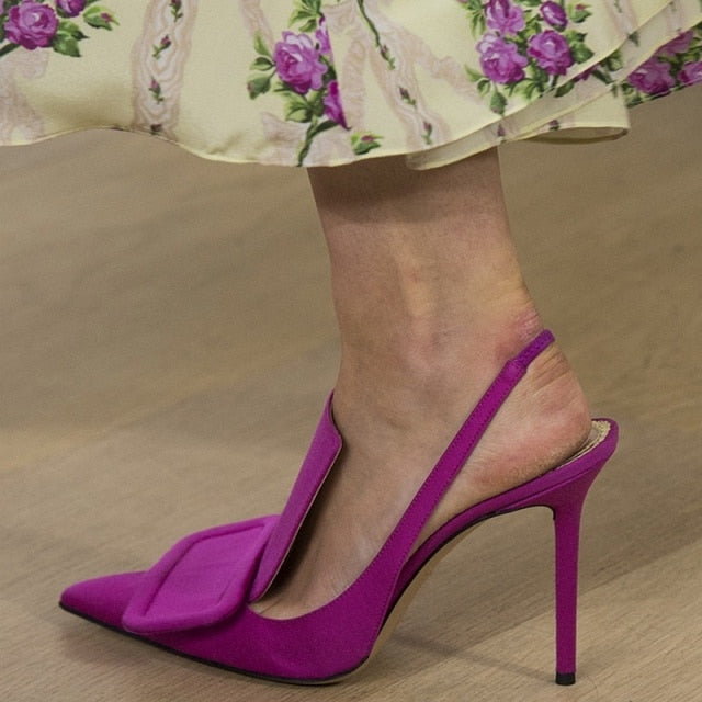 Purple Satin Slingback Dress Shoes Women