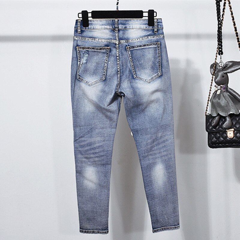 Women Digital Stretch Slim Boyfriend Jeans