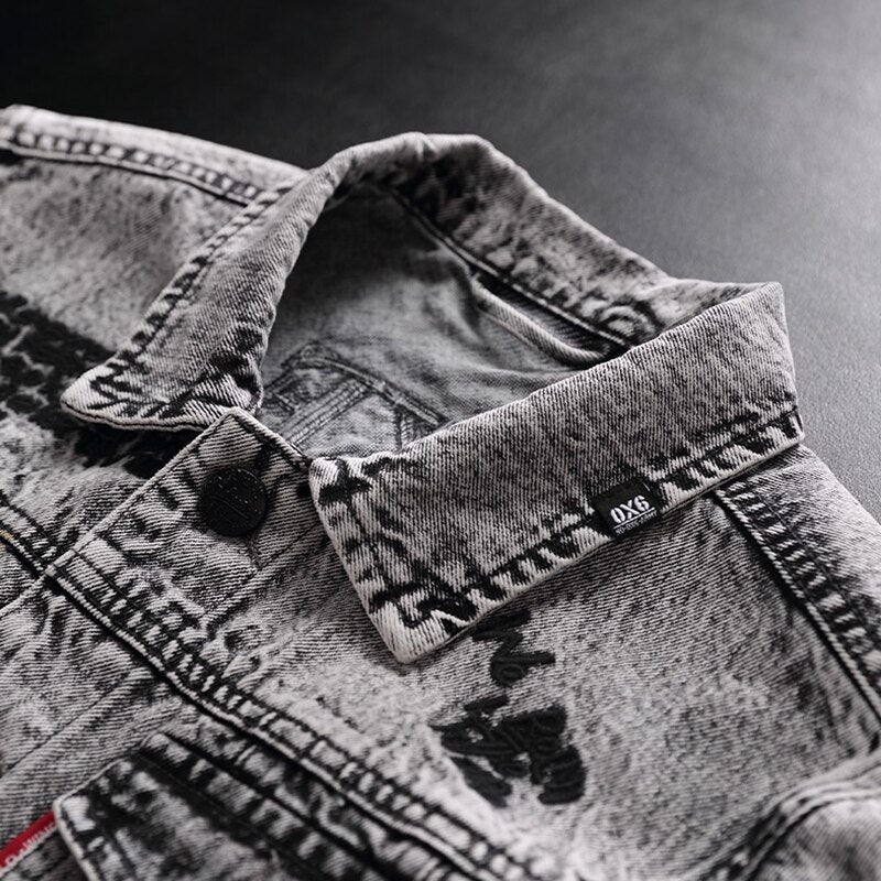 casual denim jacket for men with embroidered