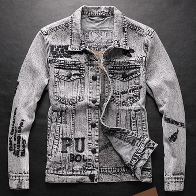 casual denim jacket for men with embroidered