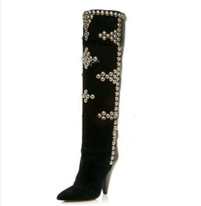 Rivets Studed Women Over The Knee High Boots