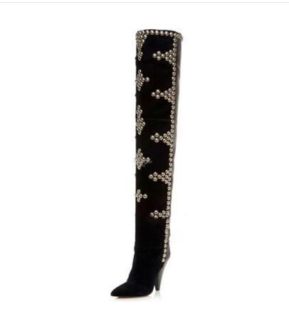 Rivets Studed Women Over The Knee High Boots