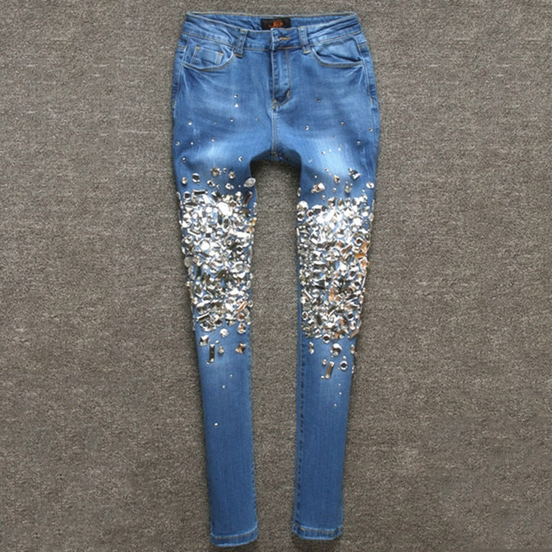 Denim Style Skinny Stretch  Casual Pants