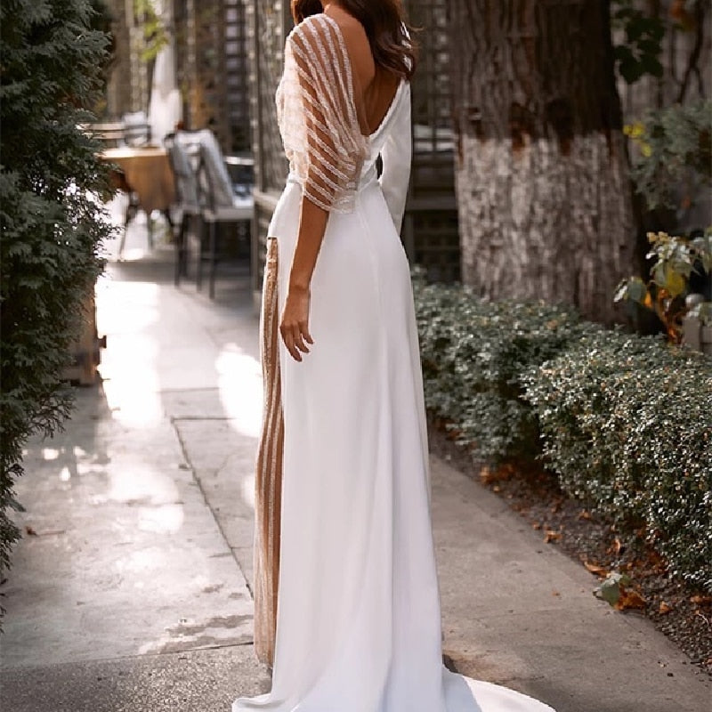 Sexy Jumpsuit Wedding Dresses Open Back