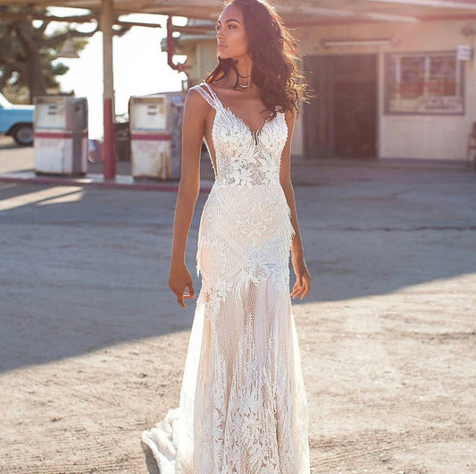 Gorgeous Mermaid Wedding Dress V-Neck