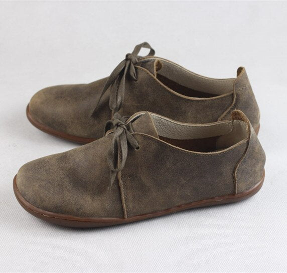 Women's Retro Flat-soled Shoes Soft-leather