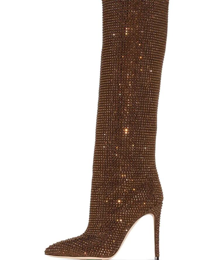 Rhinestone Boots Catwalk Amazing Bota for Women