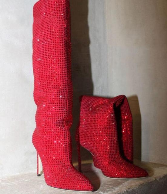 Rhinestone Boots Catwalk Amazing Bota for Women