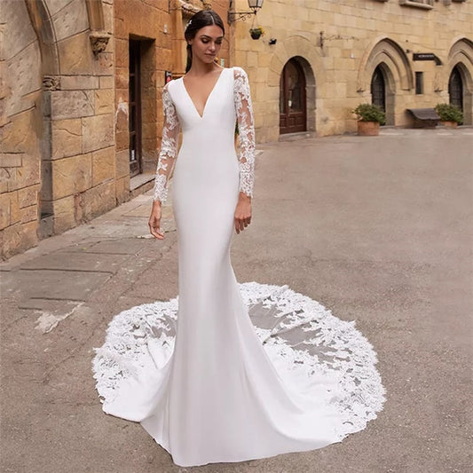 Lace Long Sleeve Mermaid Wedding Dresses