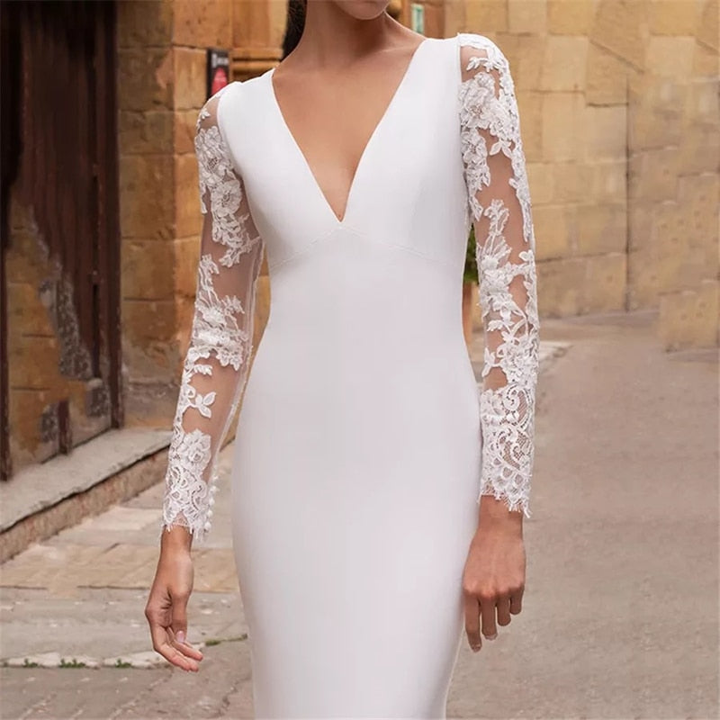 Lace Long Sleeve Mermaid Wedding Dresses