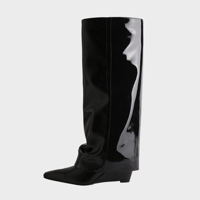 Elegant Knee High Boots Genuine Leather