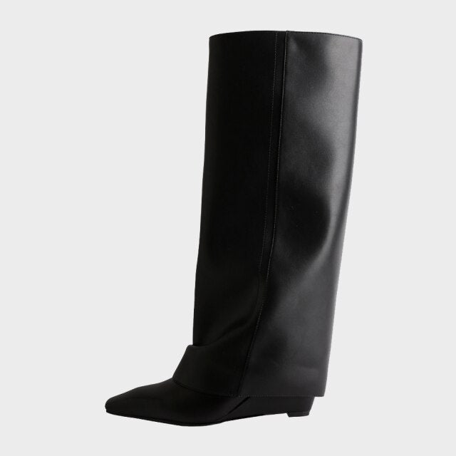 Elegant Knee High Boots Genuine Leather