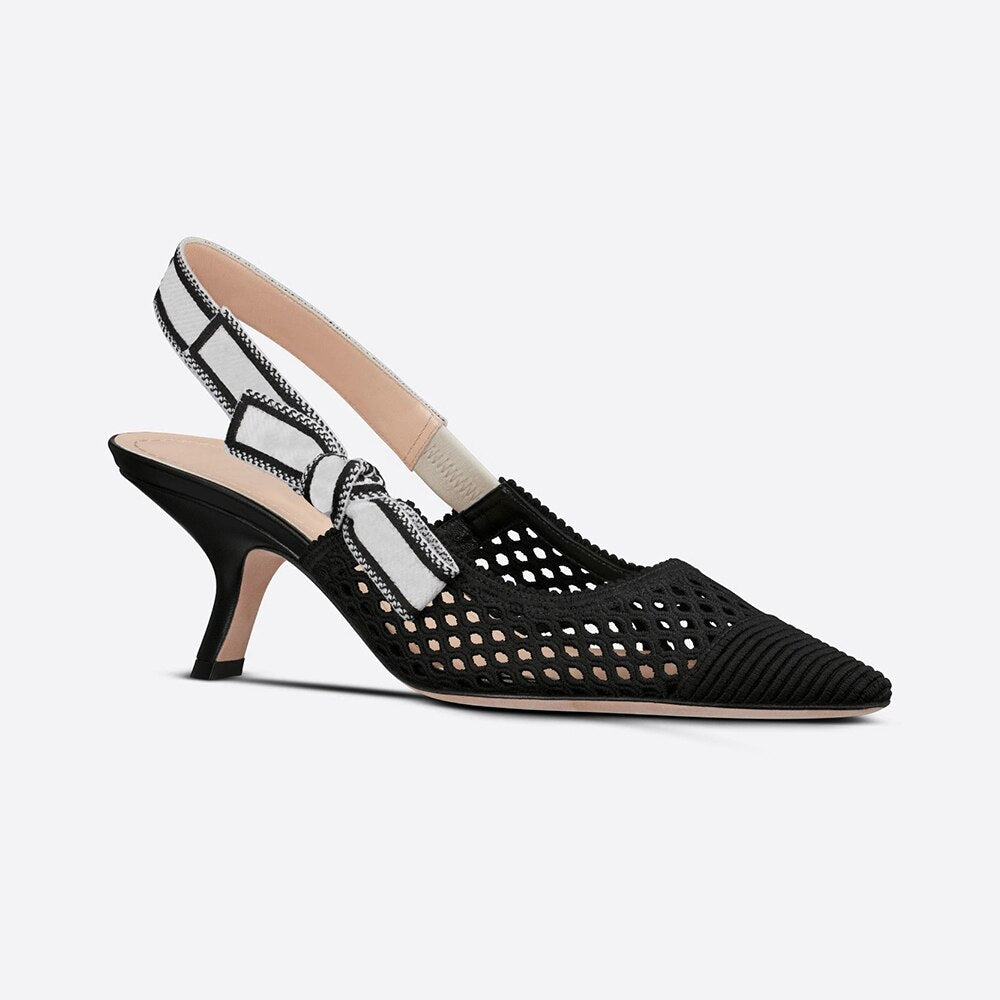 Women Mesh Embroidery Slingback Pumps