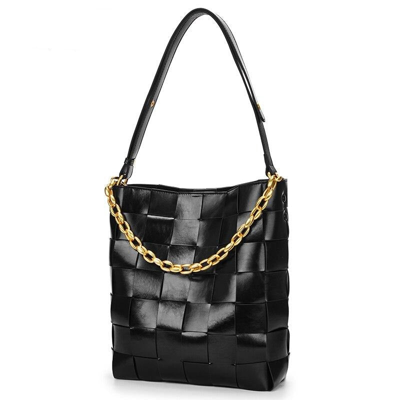 Cowhide braided bag women genuine Leather