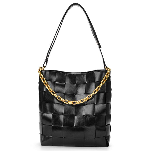 Cowhide braided bag women genuine Leather