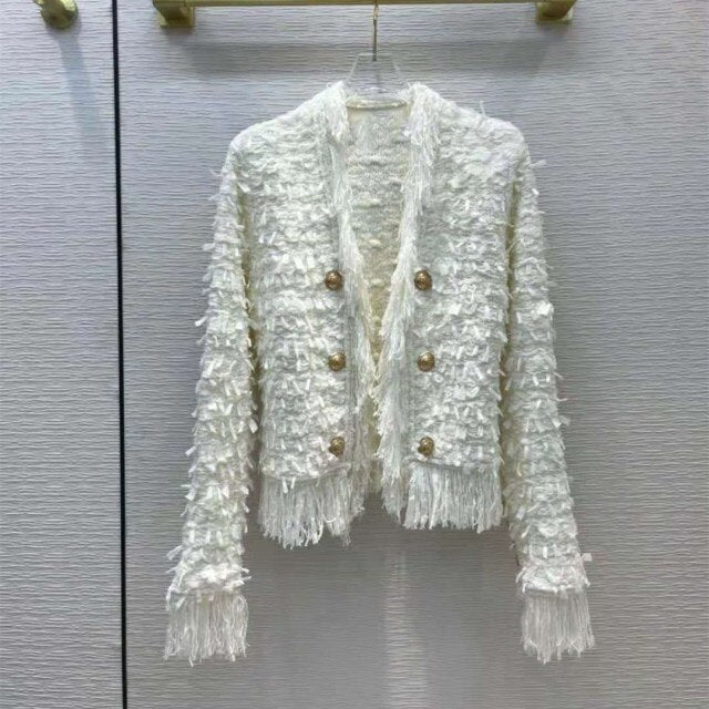 New Designer High Quality Women Tassels Knitted Jackets