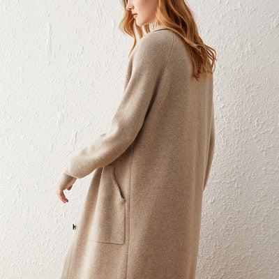 Woman Warm Long Single Sweaters Outwears