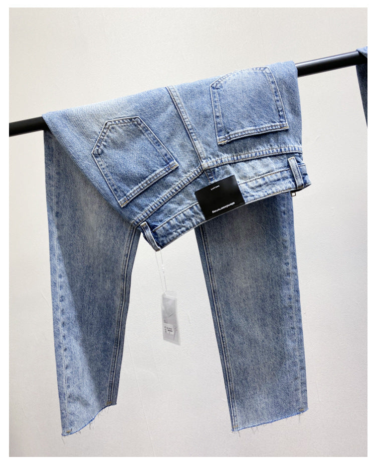 Straight Jeans Women High Waisted Denim Pants