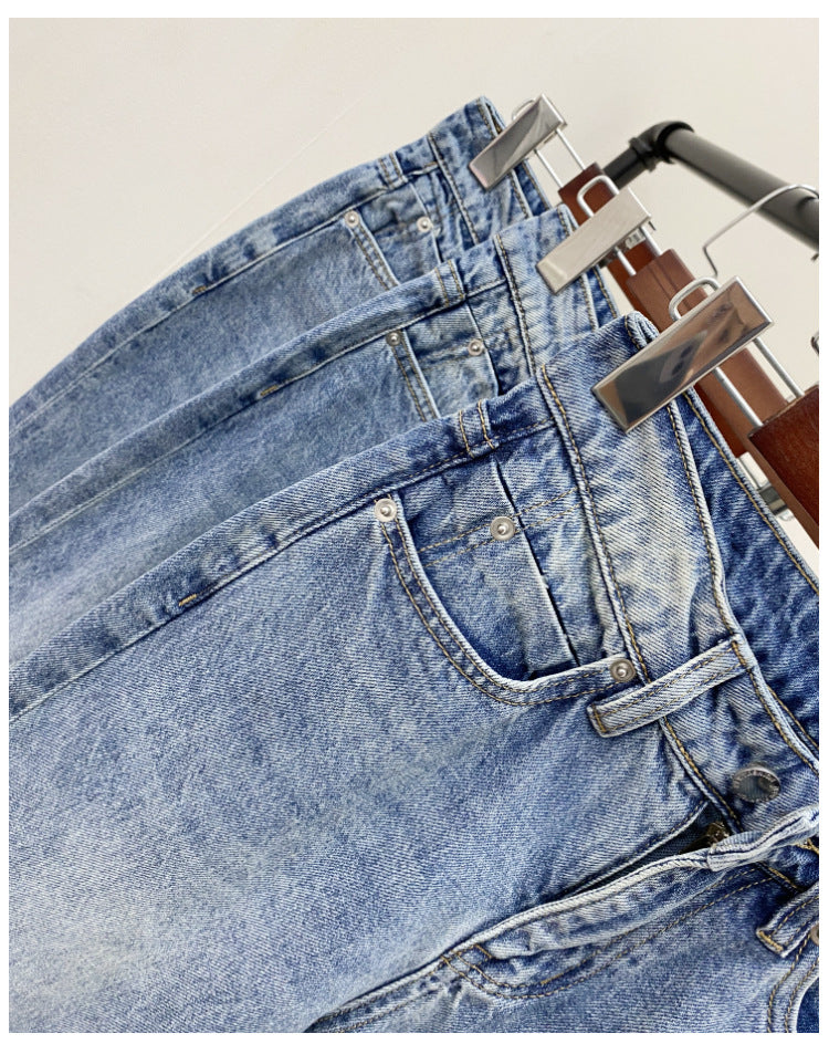 Straight Jeans Women High Waisted Denim Pants