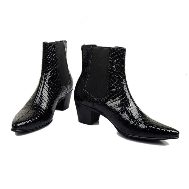 Genuine Leather Mens High Heel Riding Boots