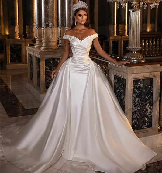 Arabic Mermaid Wedding Dresses with Detachable Skirt