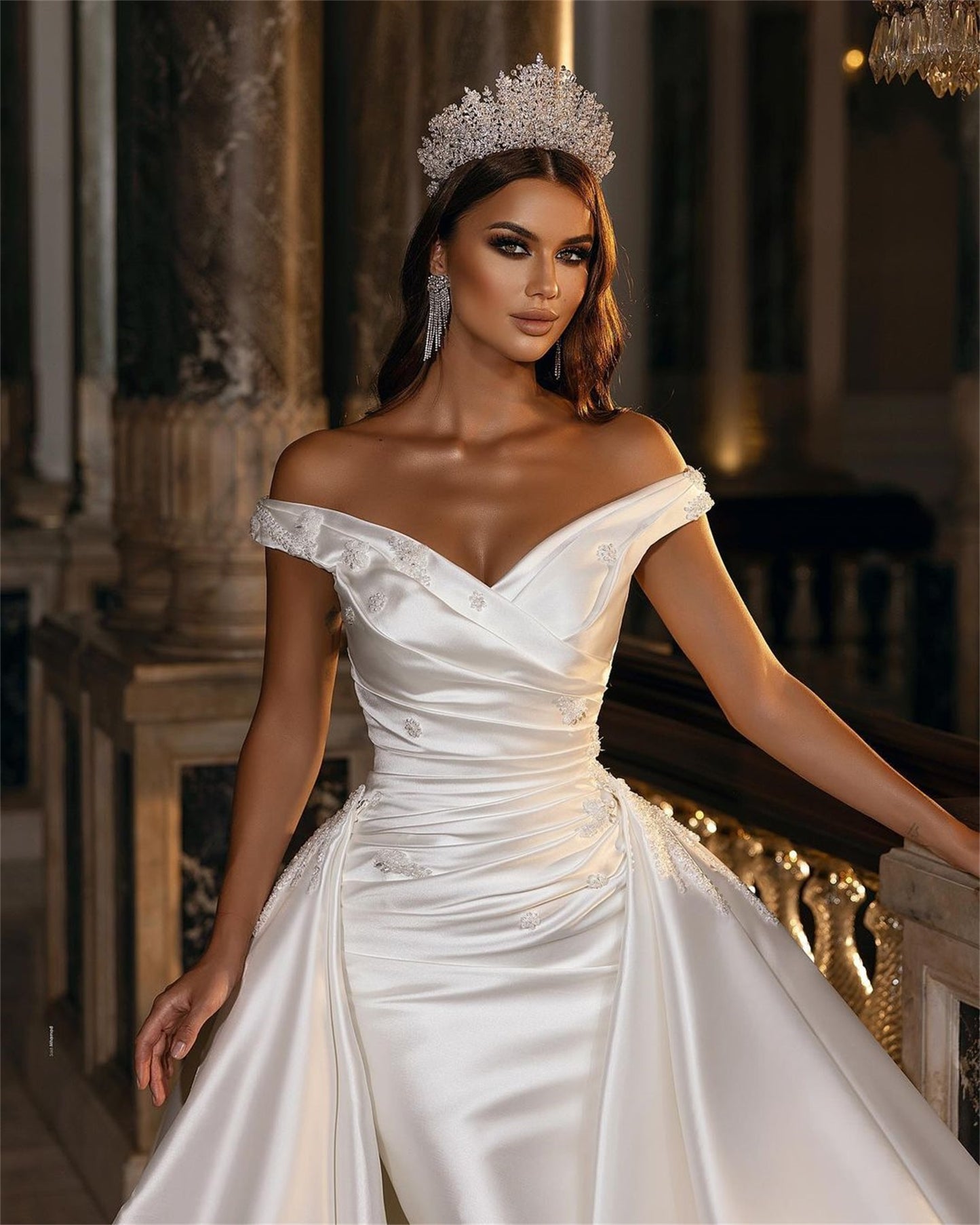 Arabic Mermaid Wedding Dresses with Detachable Skirt