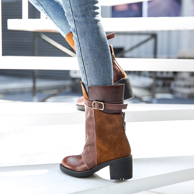 Women Ankle Boots Genuine Leather