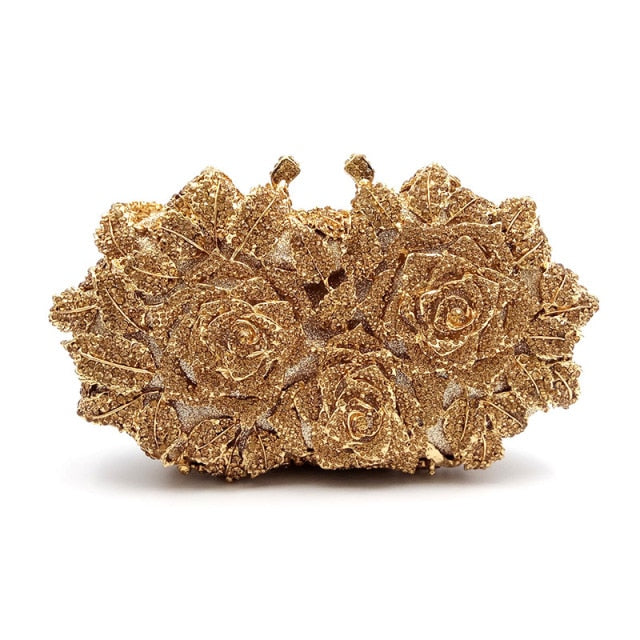 women diamonds flower crystal wallet purses