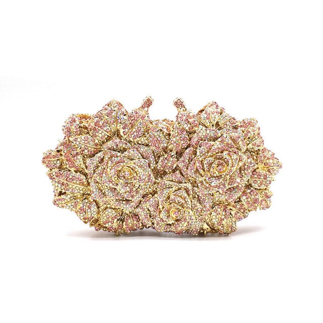 women diamonds flower crystal wallet purses